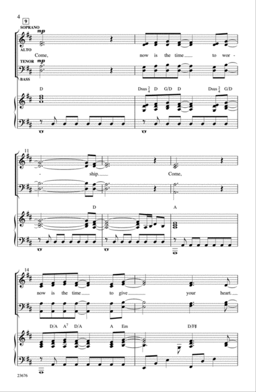 Come, Now Is the Time to Worship 4-Part scores gallery preview page 3