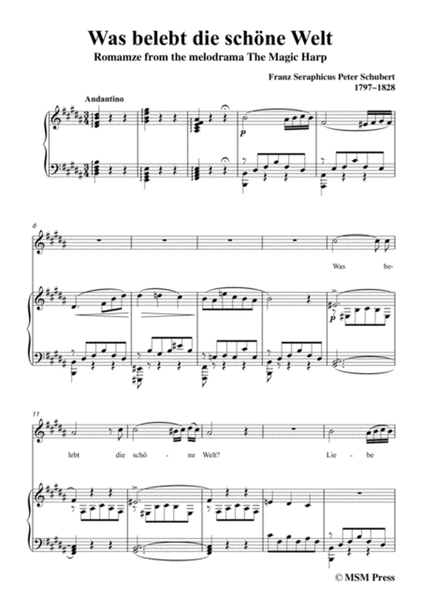 Schubert-Was belebt die schöne Welt,in B Major,for Voice&Piano image number null