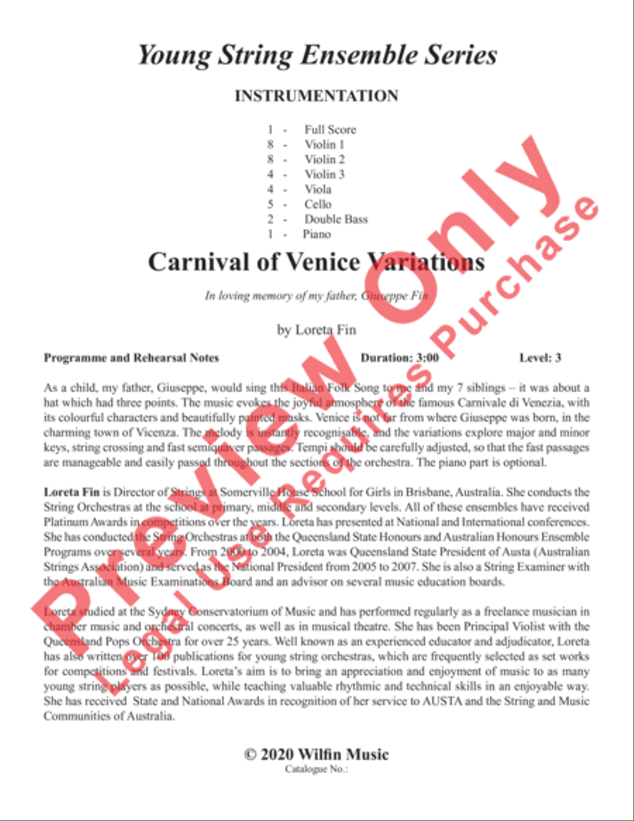 Carnival of Venice Variations String Orchestra scores gallery preview page 2