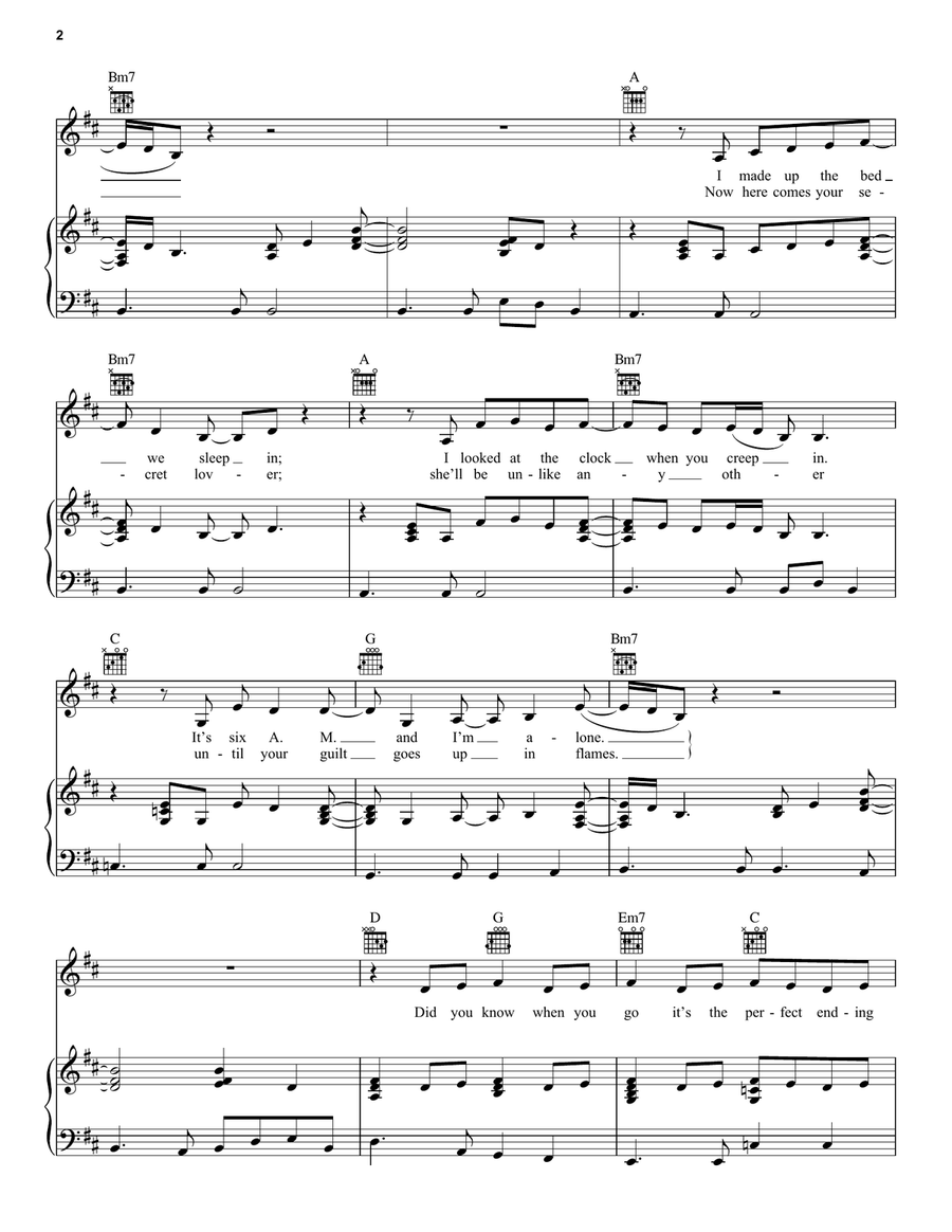 My Favorite Mistake Piano, Vocal, Guitar scores gallery preview page 2