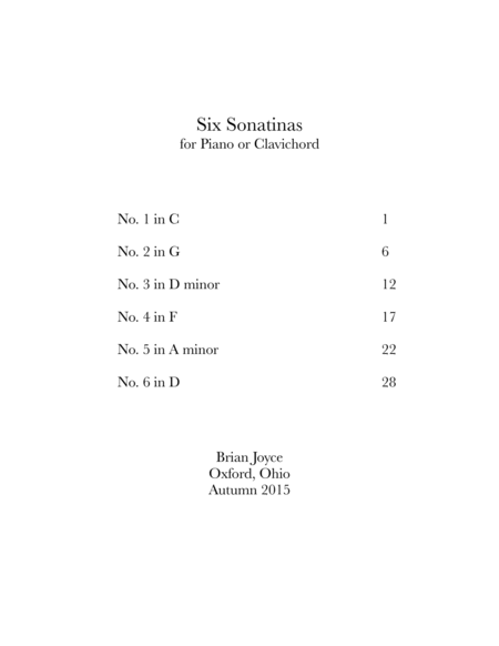 Six Sonatinas for Piano or Clavichord image number null