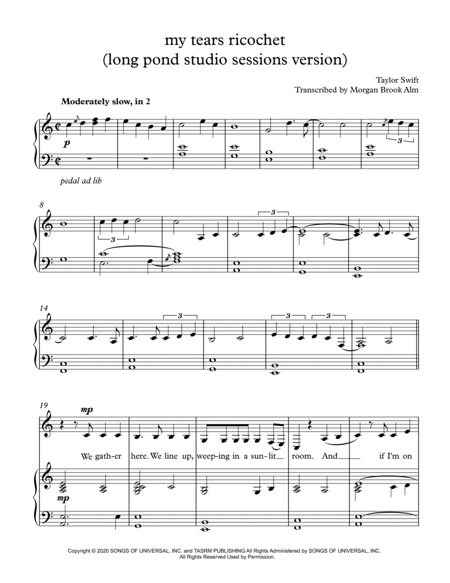 My Tears Ricochet Voice scores gallery preview page 1