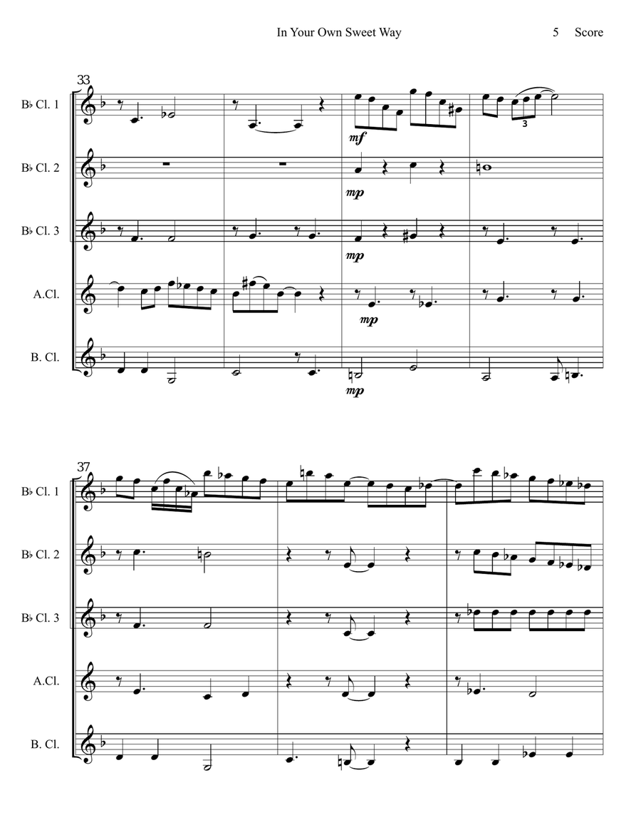 In Your Own Sweet Way Woodwind Ensemble scores gallery preview page 6