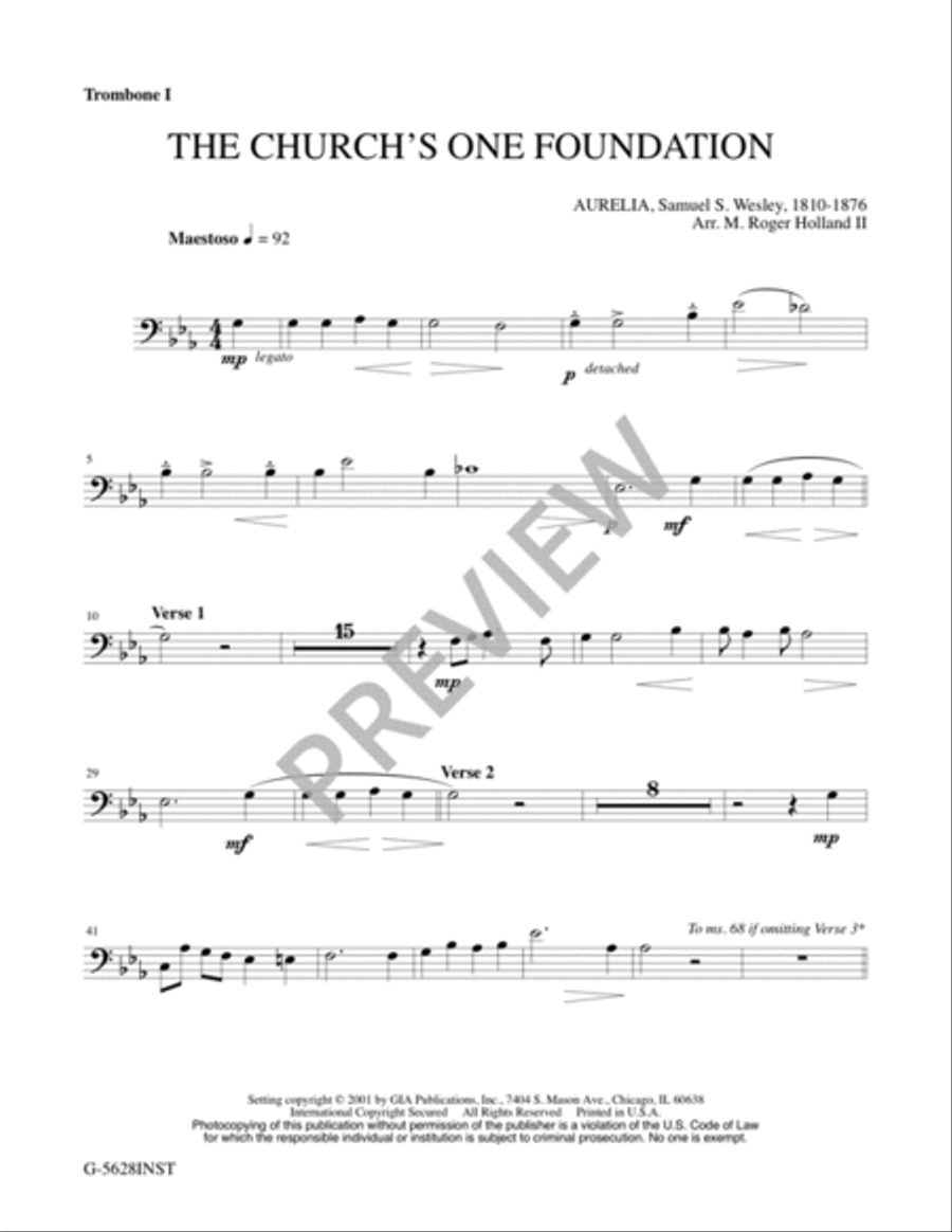 The Church’s One Foundation - Full Score and Parts Trombone scores gallery preview page 18