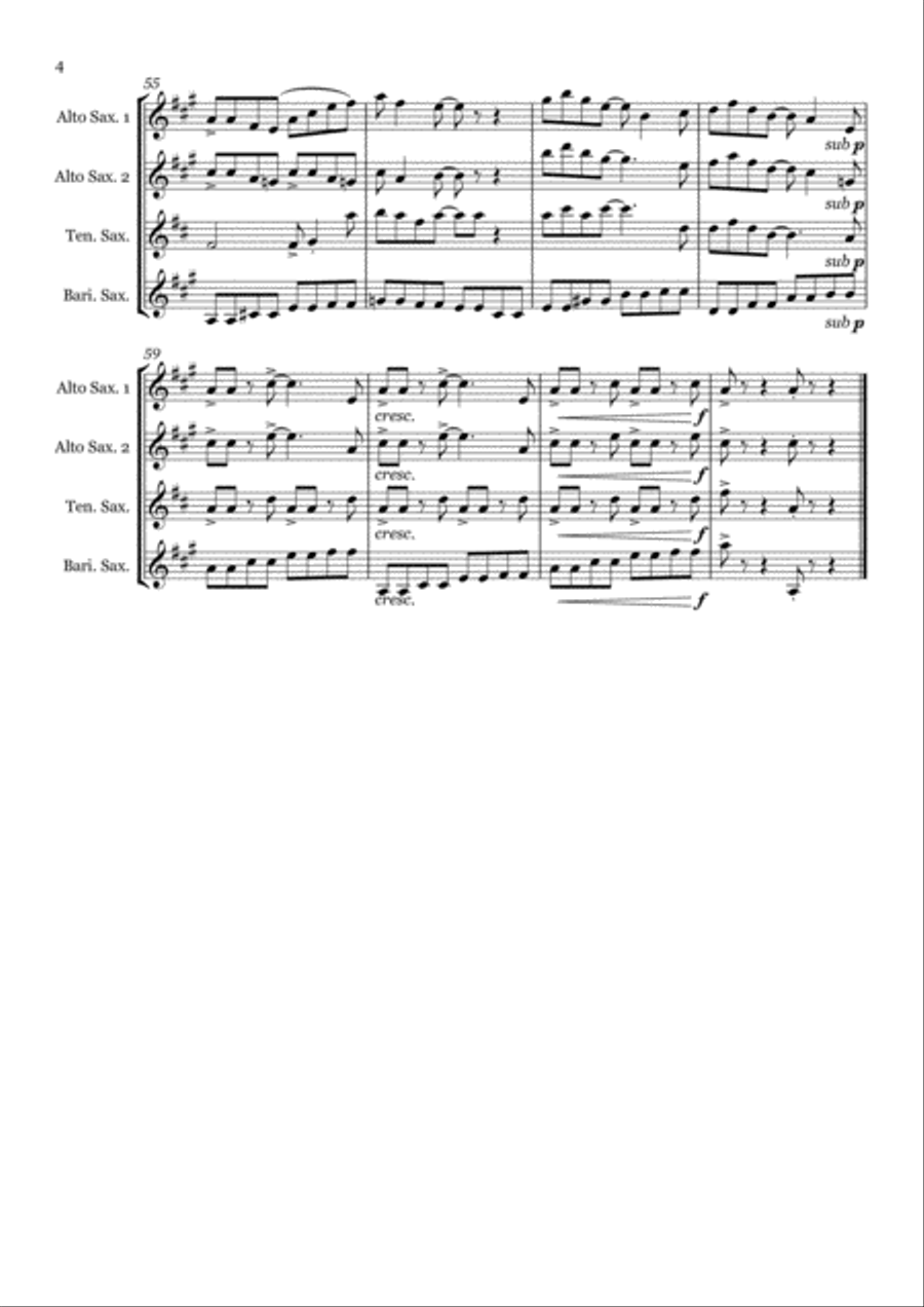 Annie B's Boogie - Saxophone quartet (AATB) Saxophone Quartet scores gallery preview page 4