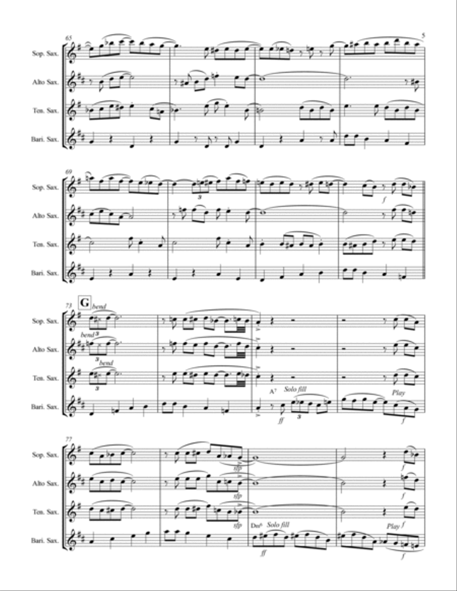 St. Louis Blues (for Saxophone Quartet SATB or AATB) Saxophone Quartet scores gallery preview page 6