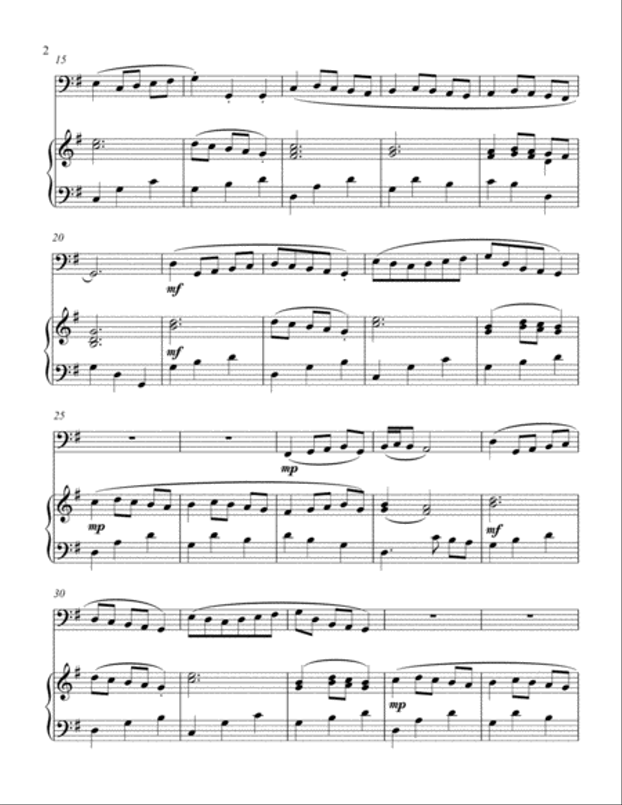 Bach's Minuet In G (bass C instrument solo) Small Ensemble scores gallery preview page 3