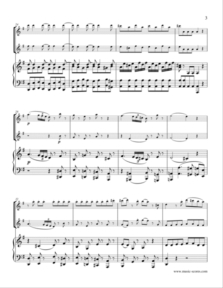 Eine Kleine Nachtmusik - Allegro 1st movement - 2 Violins and Piano String Duet scores gallery preview page 3