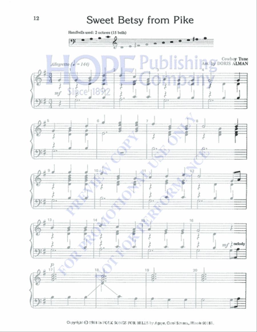 Folk Songs for Bells Folk Songs for Bells 2-Octaves scores gallery preview page 13