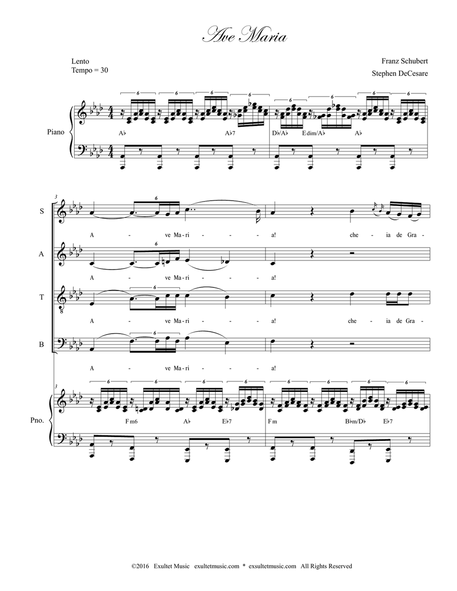 Ave Maria (Portuguese Lyrics - SATB - Medium/Low Key) 4-Part scores gallery preview page 1