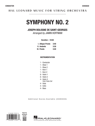 Book cover for Symphony No. 2 (arr. Jamin Hoffman) - Conductor Score (Full Score)