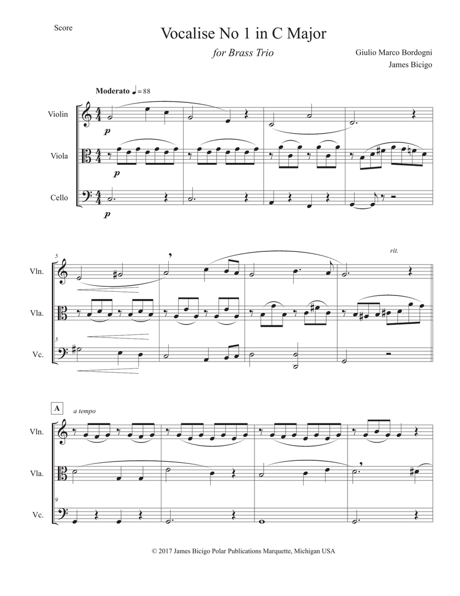 Vocalise No 1 in C Major String Trio scores gallery preview page 1