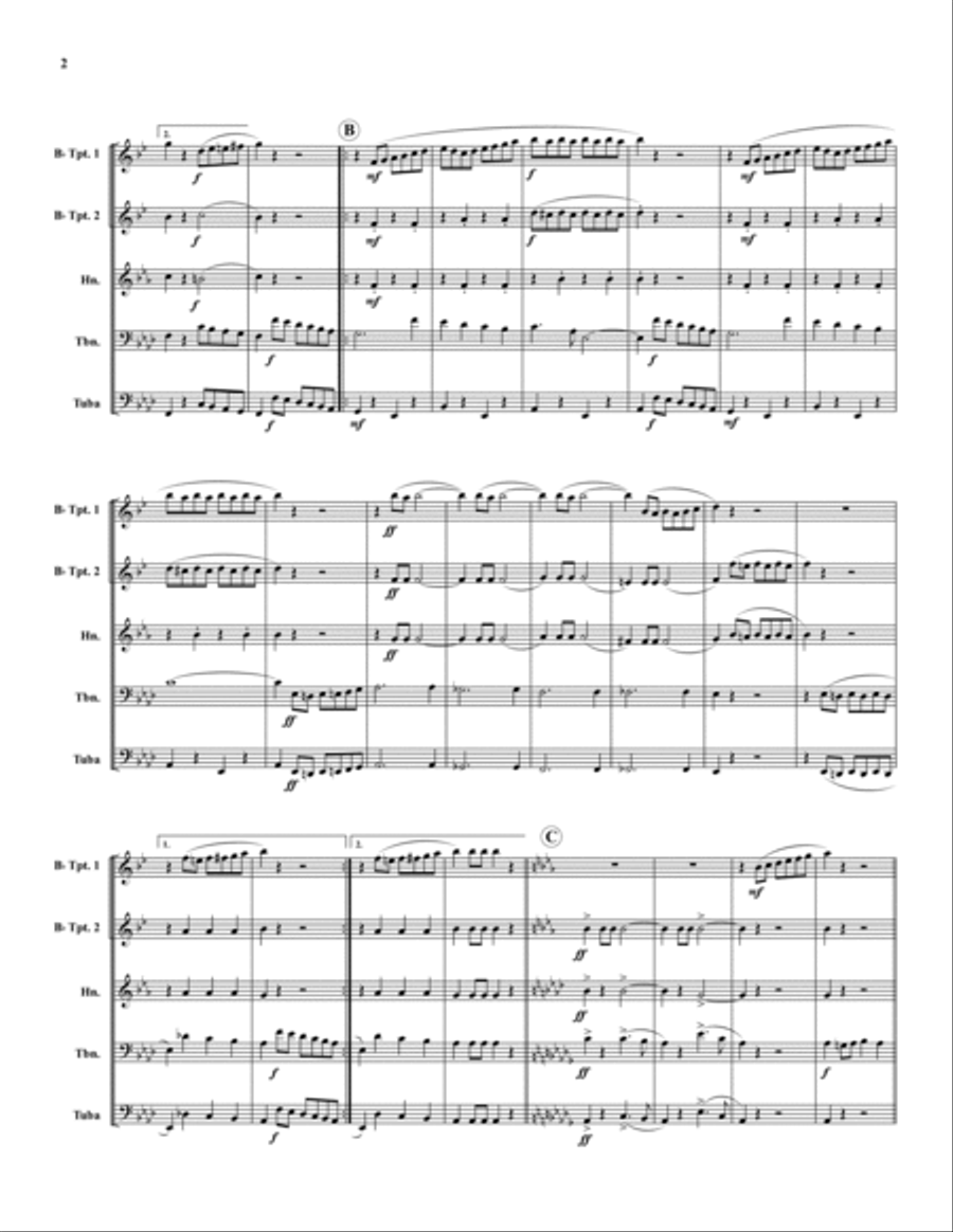 Rolling Thunder March Brass Quintet scores gallery preview page 2