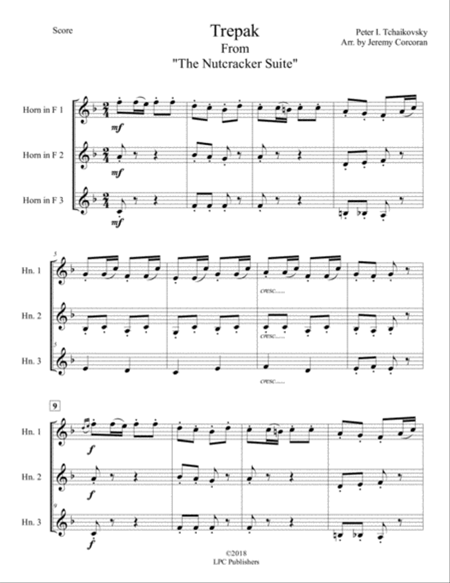 Trepak from The Nutcracker Suite for Three French Horns Brass Ensemble scores gallery preview page 2