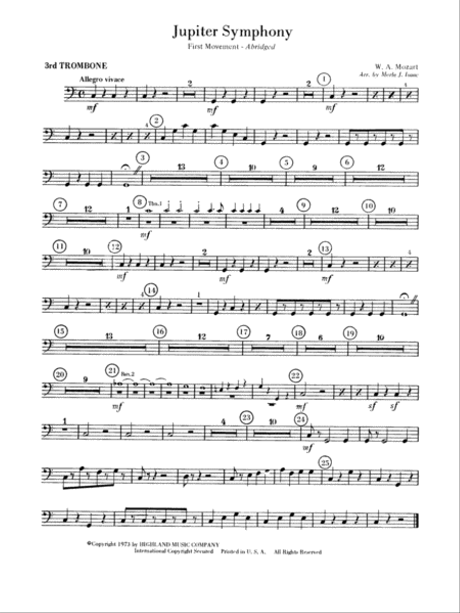 Jupiter Symphony, 1st Movement: 3rd Trombone Full Orchestra scores gallery preview page 1