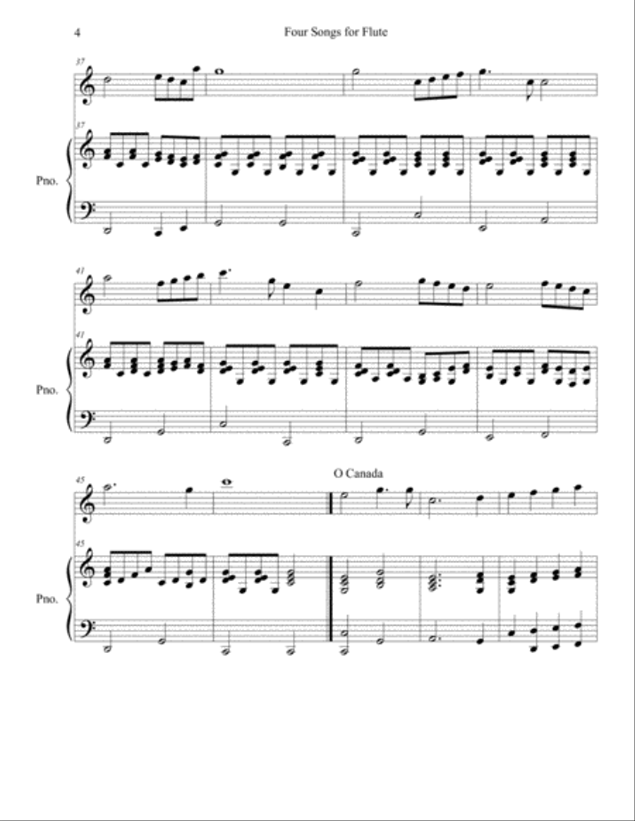 Four Songs for Flute Solo Easy Flute Solo scores gallery preview page 4