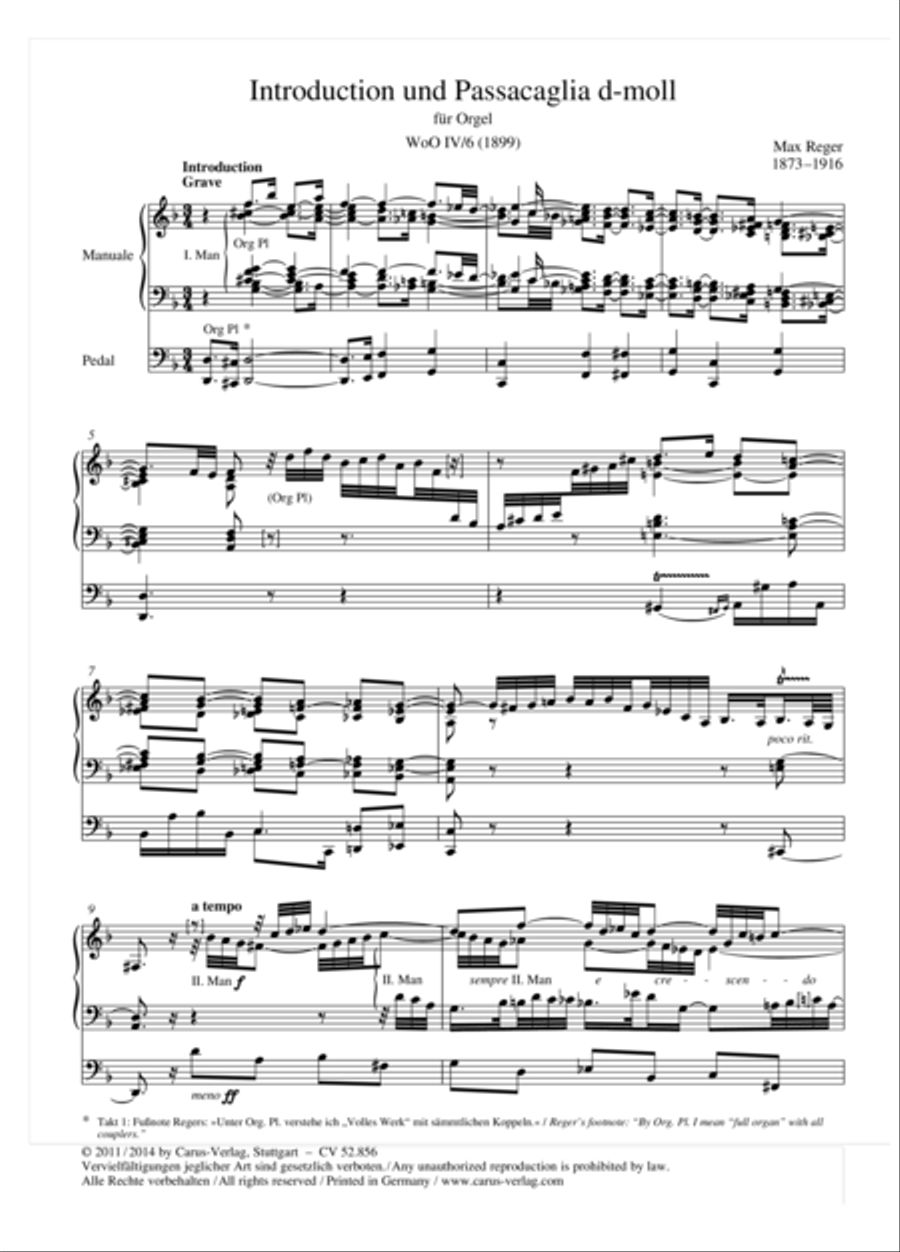 Introduction and Passacaglia D minor Organ scores gallery preview page 3