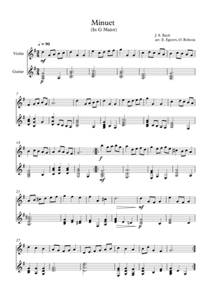 Book cover for Minuet (In G Major), Johann Sebastian Bach, For Violin & Guitar