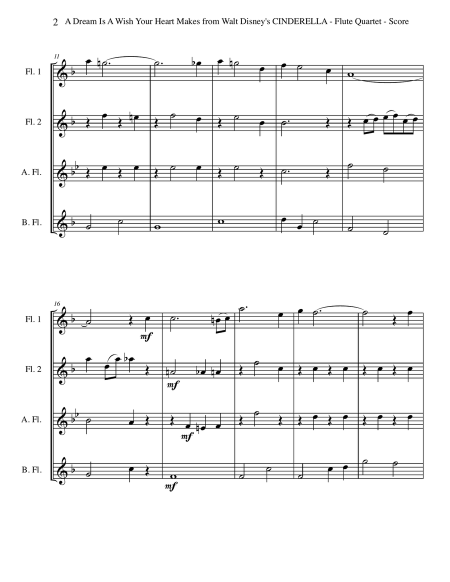 A Dream Is A Wish Your Heart Makes Woodwind Quartet scores gallery preview page 2