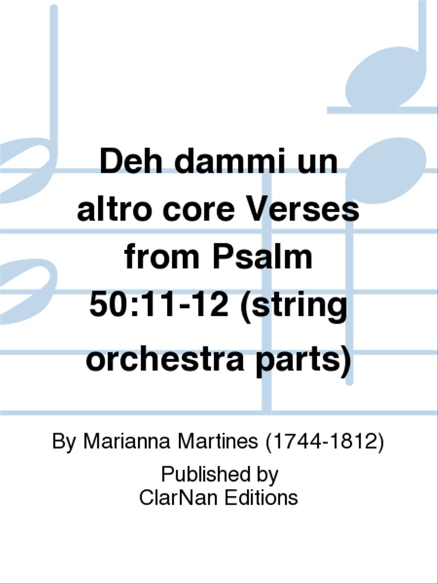 Deh dammi un altro core Verses from Psalm 50:11-12 (string orchestra parts) String Quartet scores gallery preview page 1