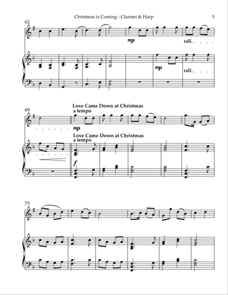 Christmas is Coming, Duet for Bb Clarinet & Harp