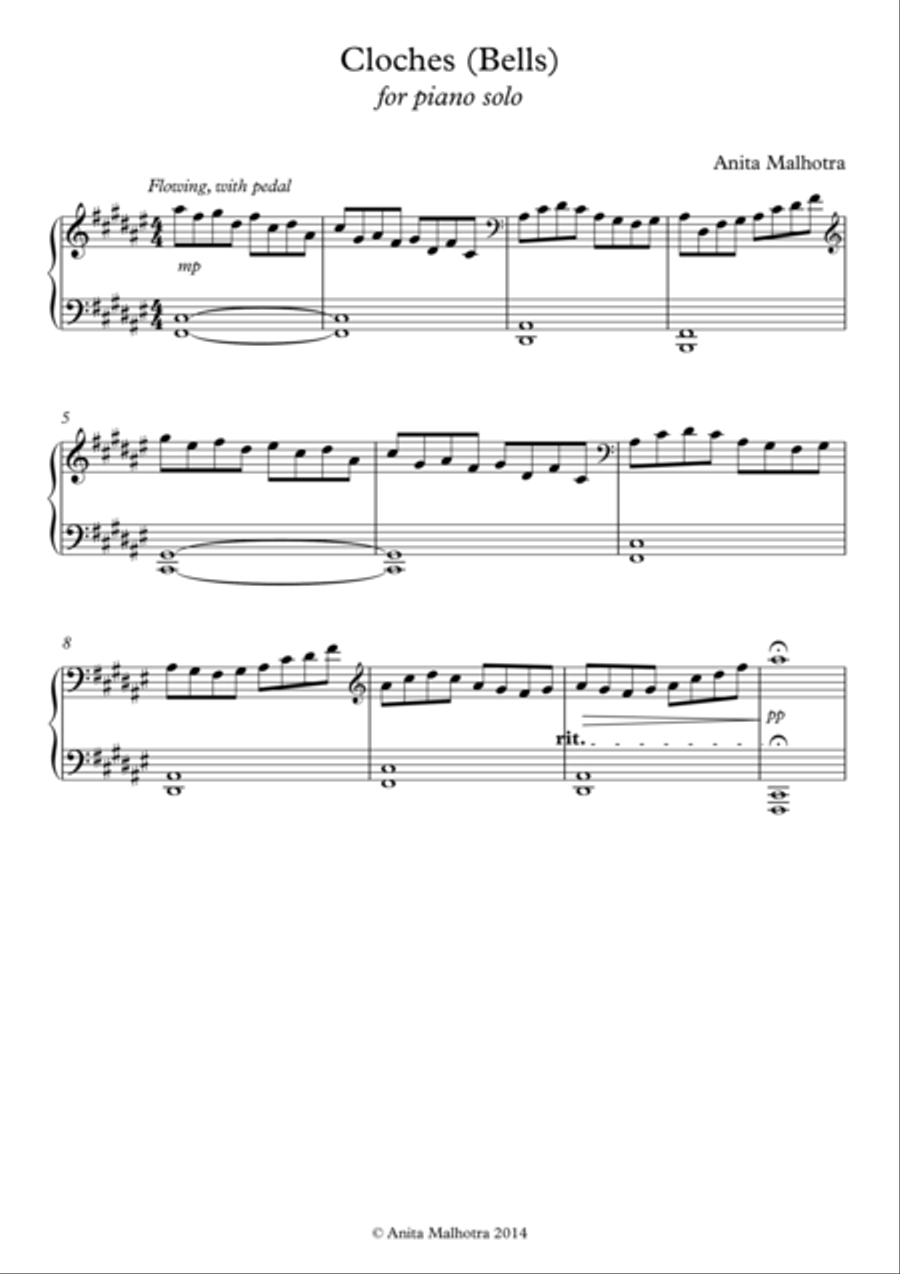 Cloches (Bells) - Piano Solo Easy Piano scores gallery preview page 1