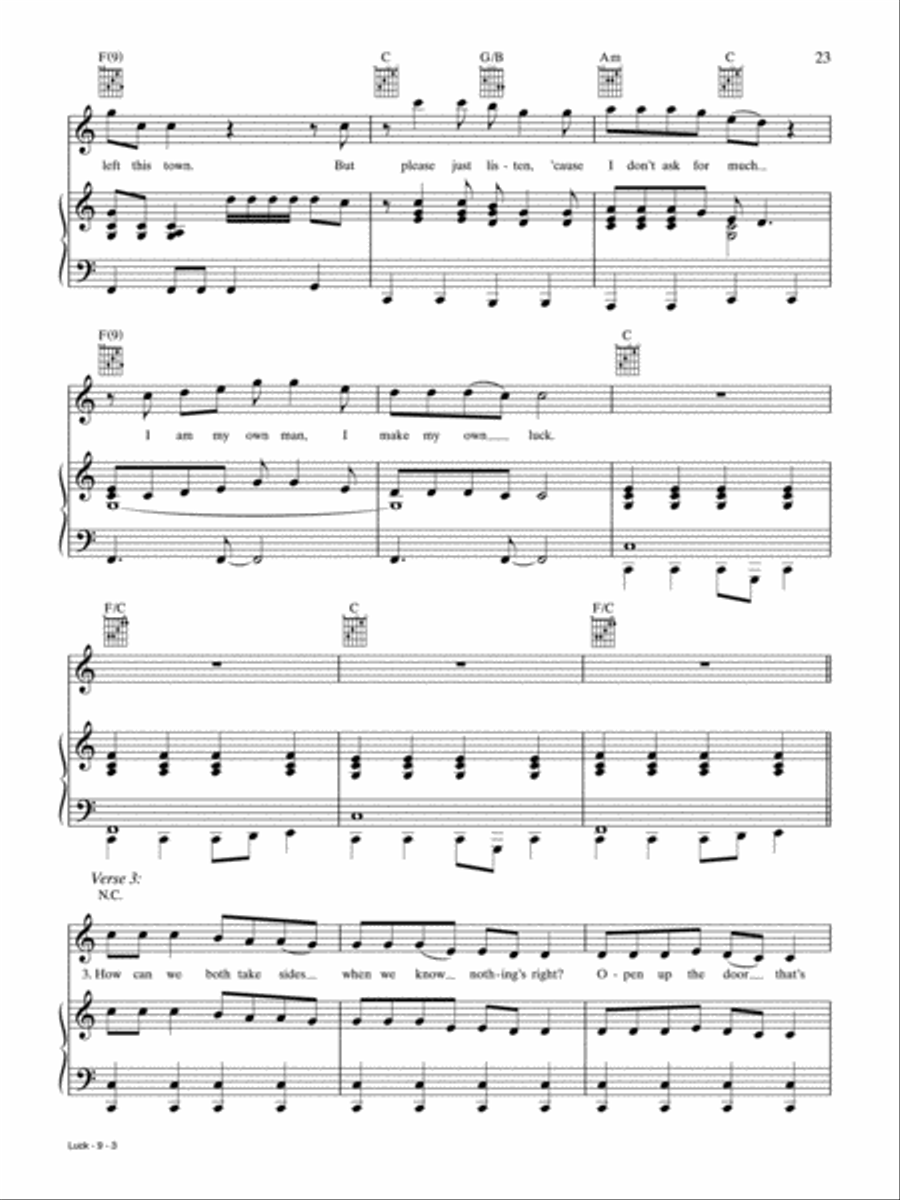 Luck Piano, Vocal, Guitar scores gallery preview page 3