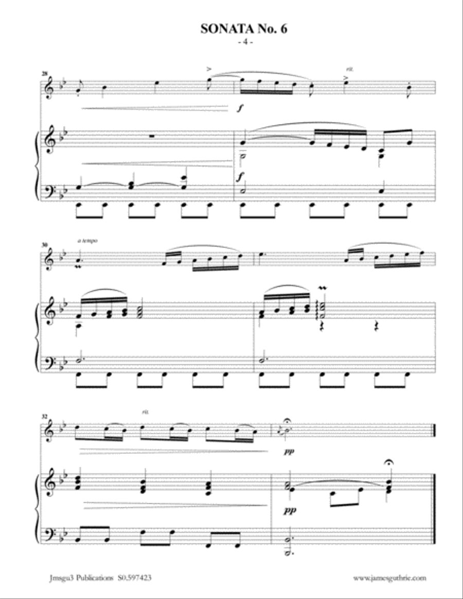 Vivaldi: Sonata No. 6 for Harp & Piano Harp scores gallery preview page 4
