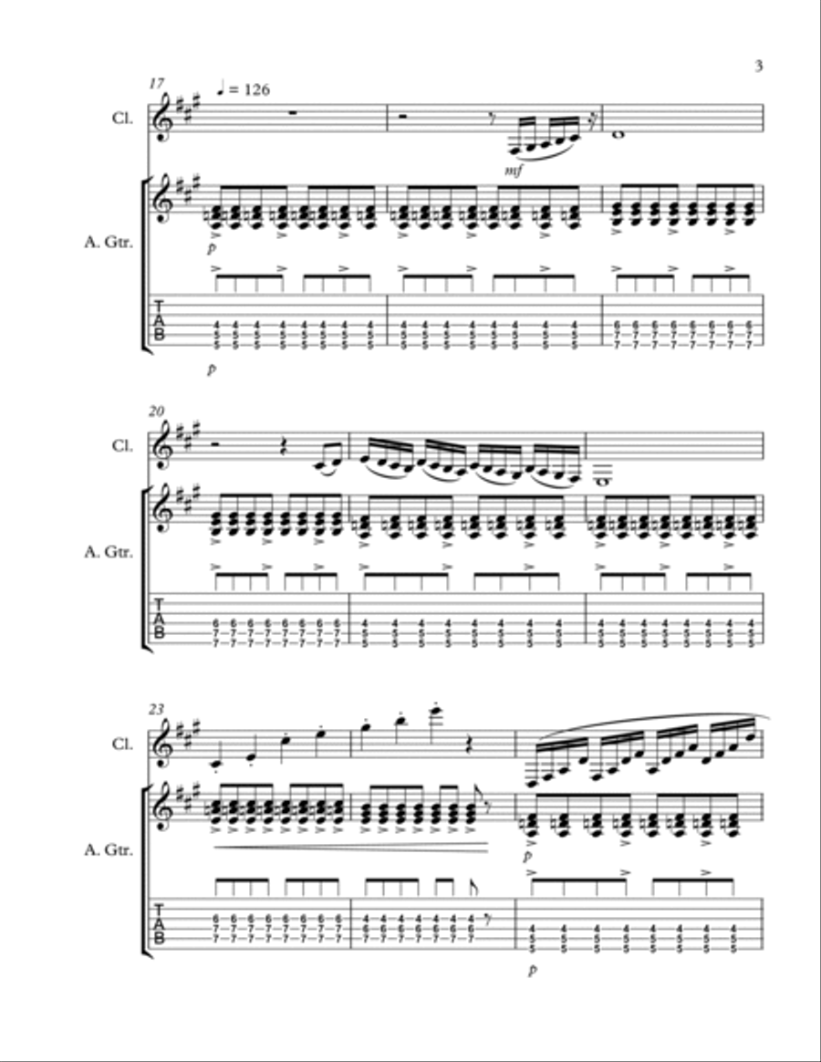 Thermals - for Guitar and Clarinet in A A Clarinet scores gallery preview page 3