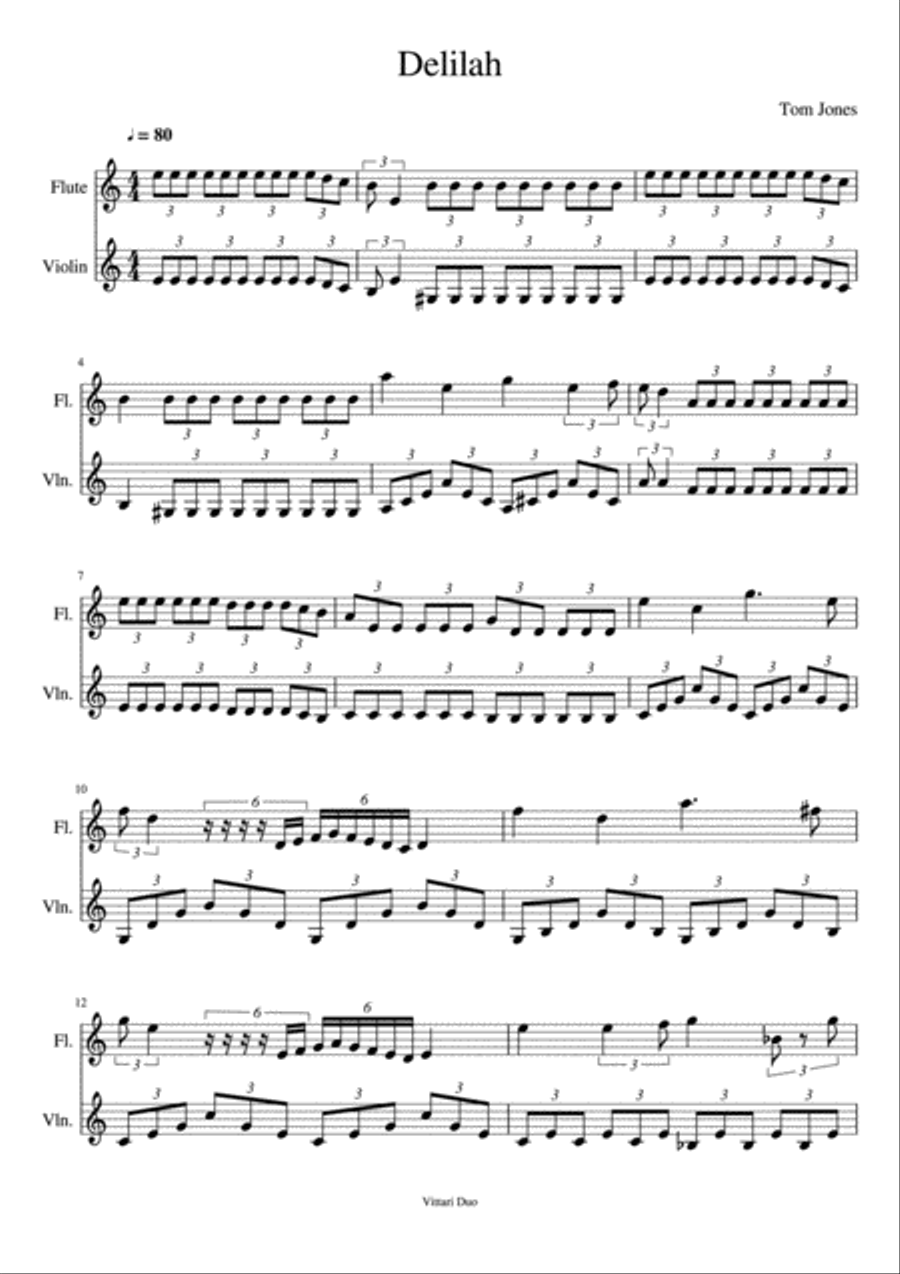 Delilah Delilah Flute scores gallery preview page 1