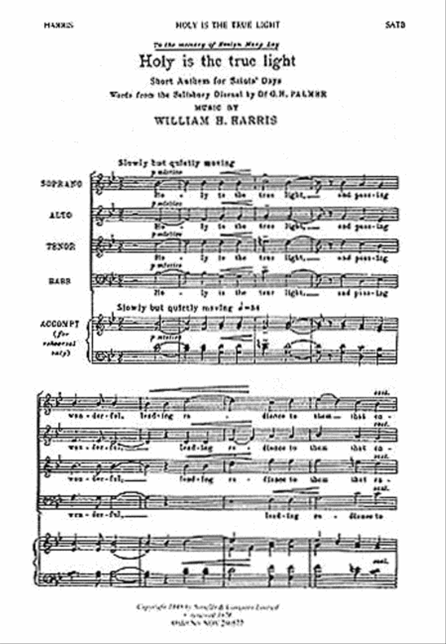 Holy Is the True Light 4-Part scores gallery preview page 1
