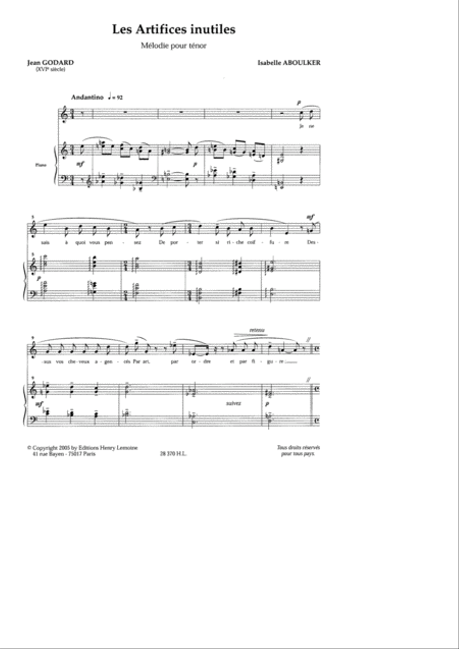 Les Artifices Inutiles Tenor Voice scores gallery preview page 2