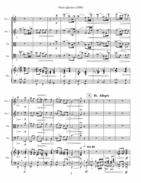 Piano Quintet (2008) for string quartet and piano image number null