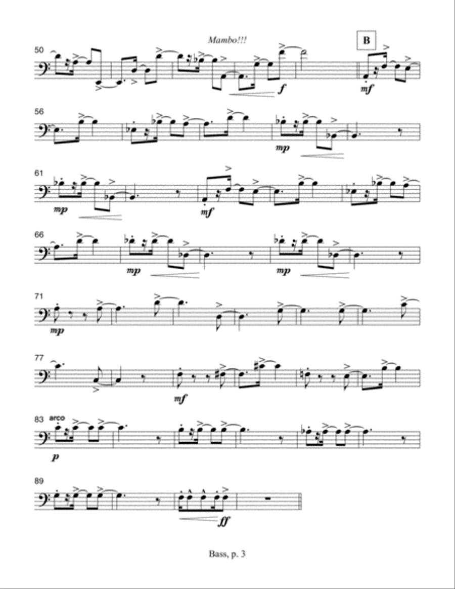 Mambo!!! Double bass part Full Orchestra scores gallery preview page 2