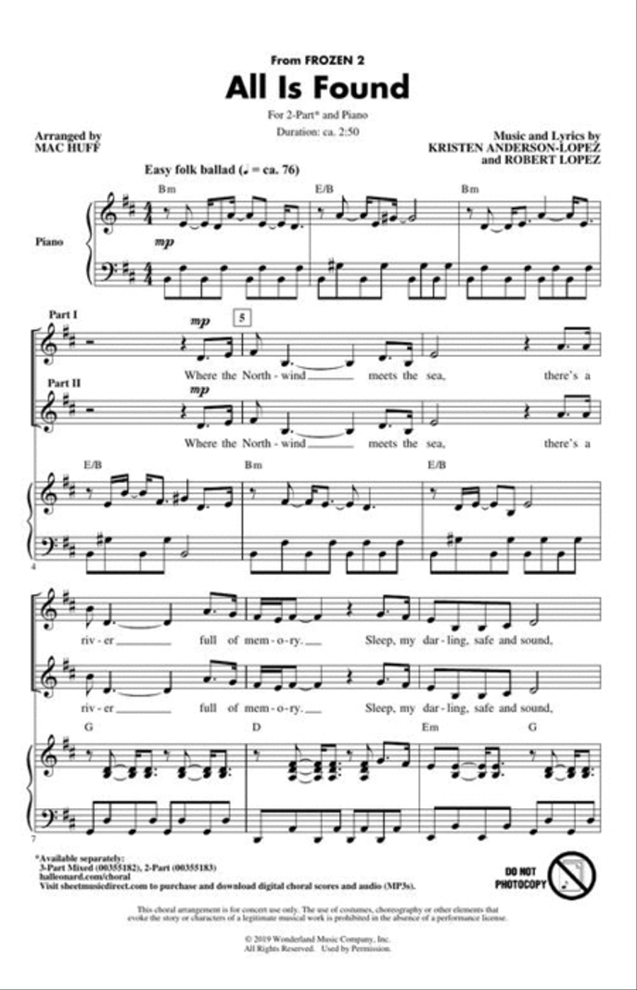 All Is Found (from “Frozen 2”) 2-Part scores gallery preview page 5