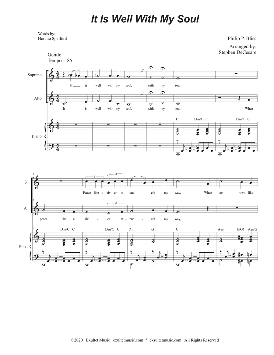 It Is Well With My Soul (Duet for Soprano and Alto solo) Alto Voice scores gallery preview page 1