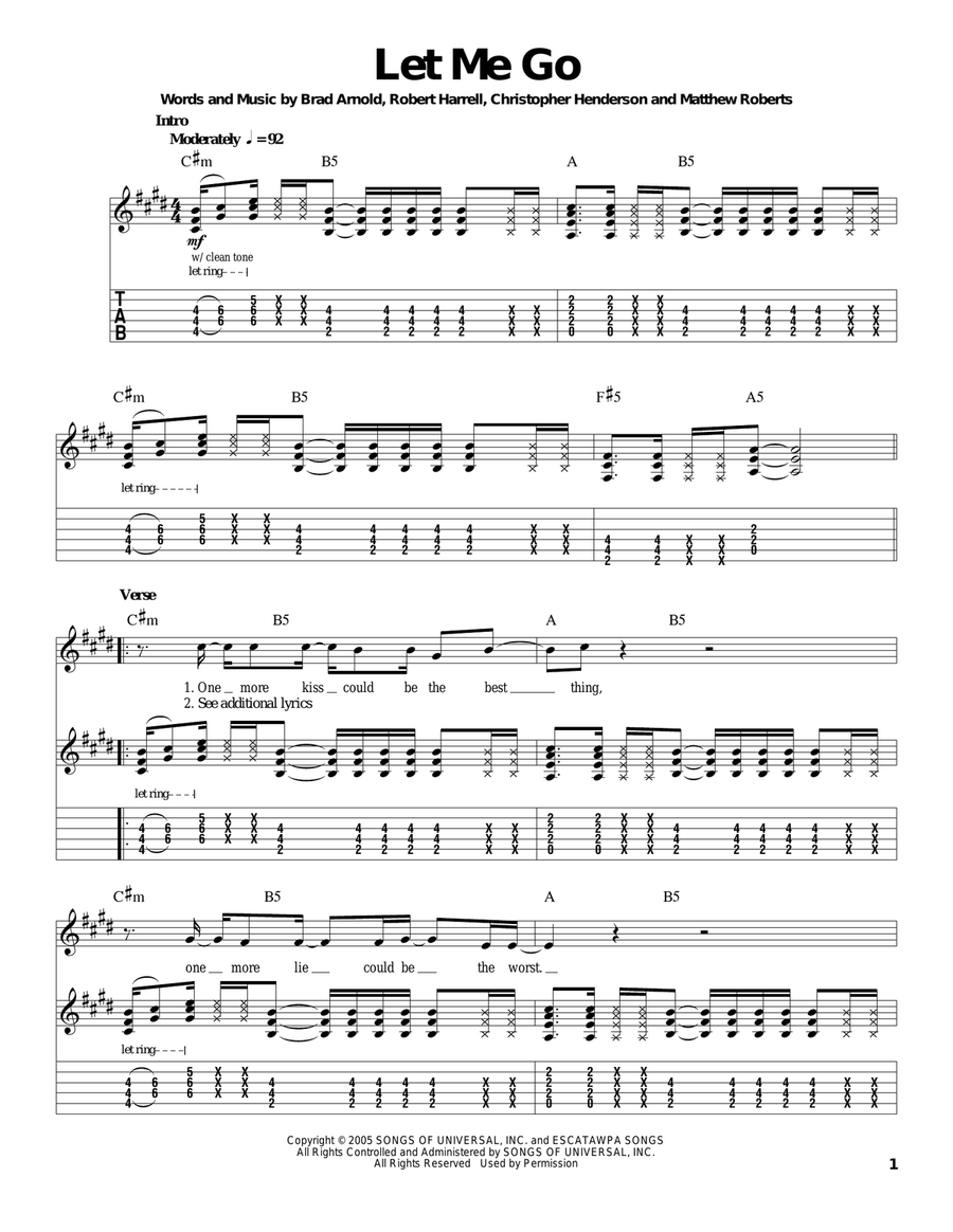 Let Me Go Acoustic Guitar scores gallery preview page 1