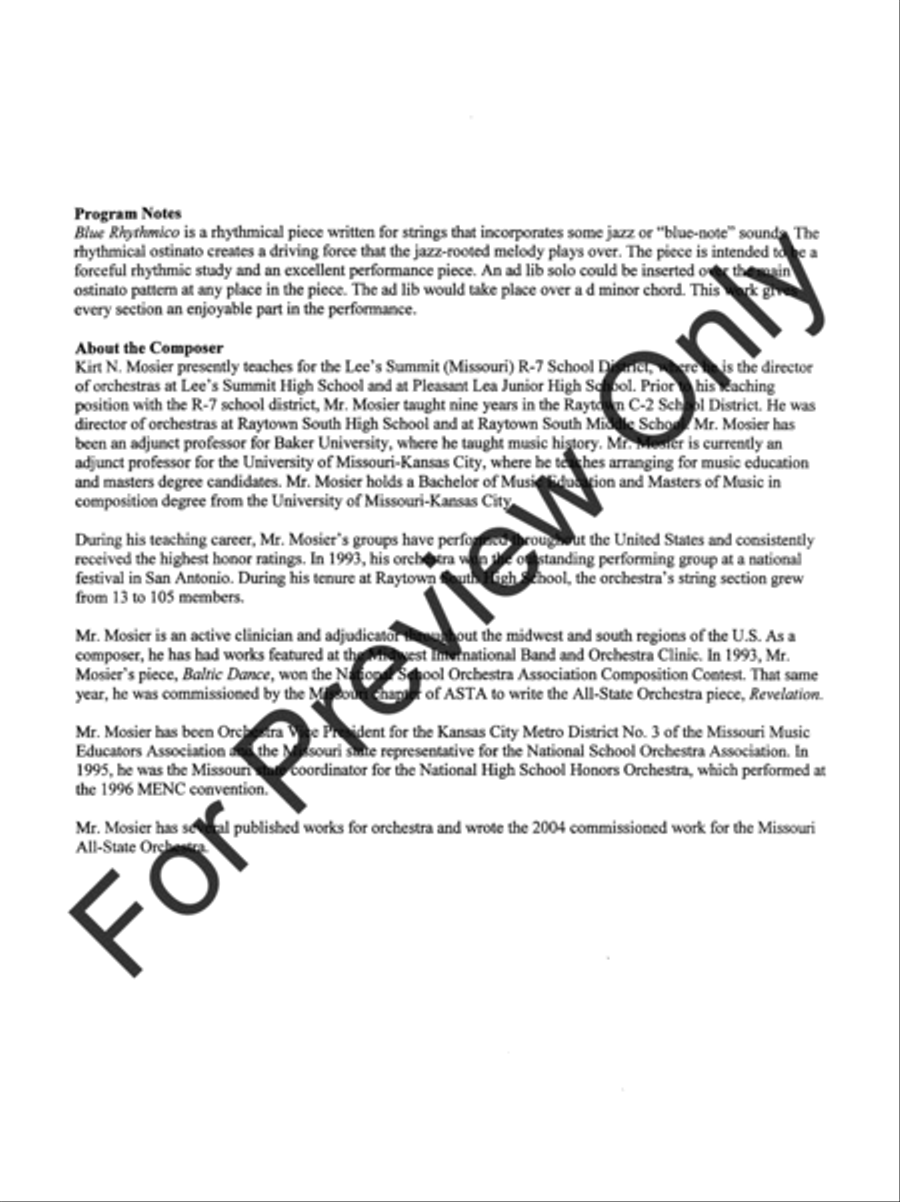 Blue Rhythmico (Score) Blue Rhythmico (Score) String Orchestra scores gallery preview page 3