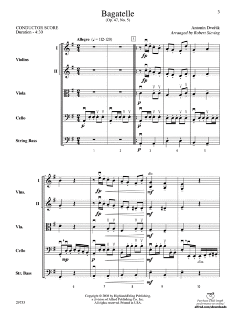 Bagatelle (from Opus 47, No. 5) String Orchestra scores gallery preview page 2
