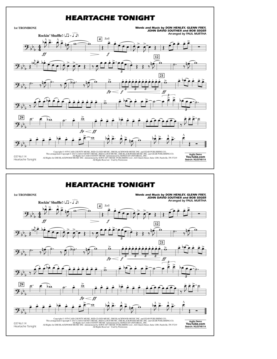 Heartache Tonight - 1st Trombone