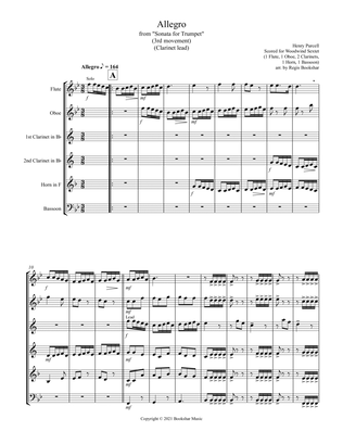 Allegro (from "Sonata for Trumpet") (Bb) (Woodwind Sextet - 1 Flute, 1 Oboe, 2 Clar, 1 Hrn, 1 Bassoo