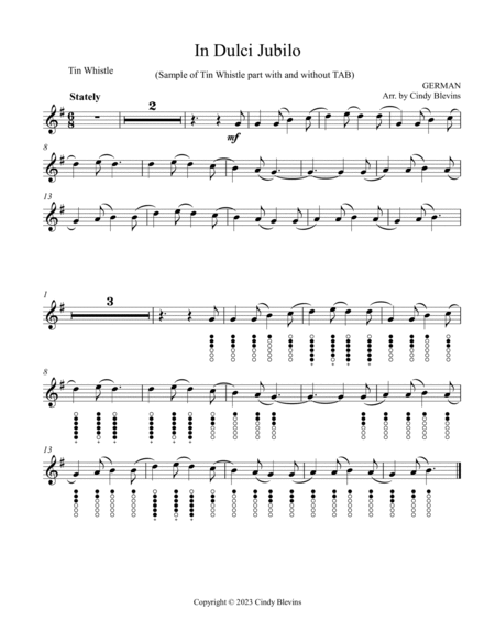 In Dulci Jubilo, Piano and Tin Whistle (D) image number null