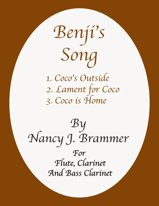 Book cover for Benji's Song for WW Trio; Flute, Clarinet and Bass Clarinet