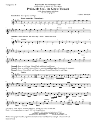 Praise, My Soul, the King of Heaven (Downloadable Brass Quartet Parts)