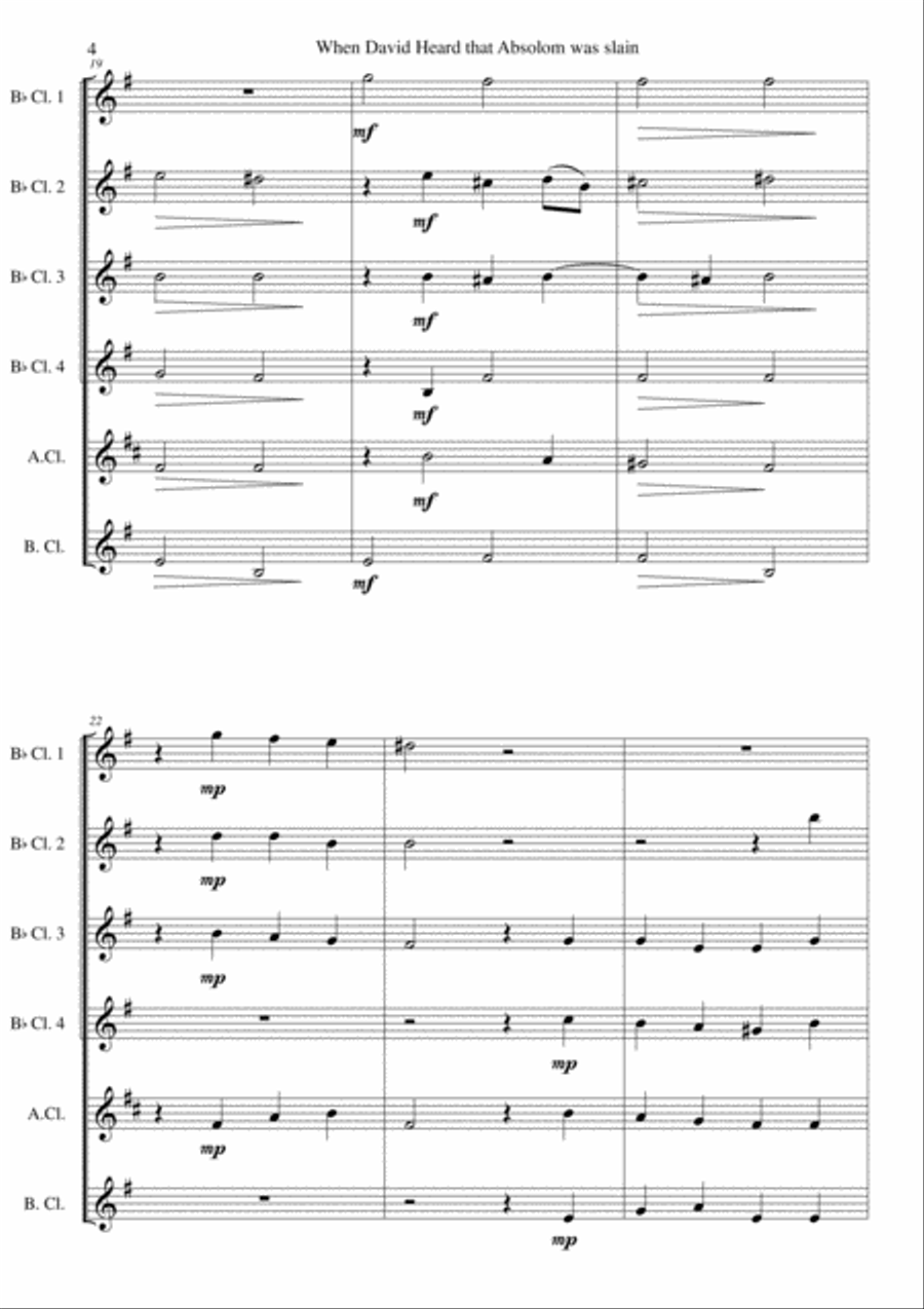 When David heard that Absalom was slain (clarinet sextet) Clarinet Solo scores gallery preview page 4