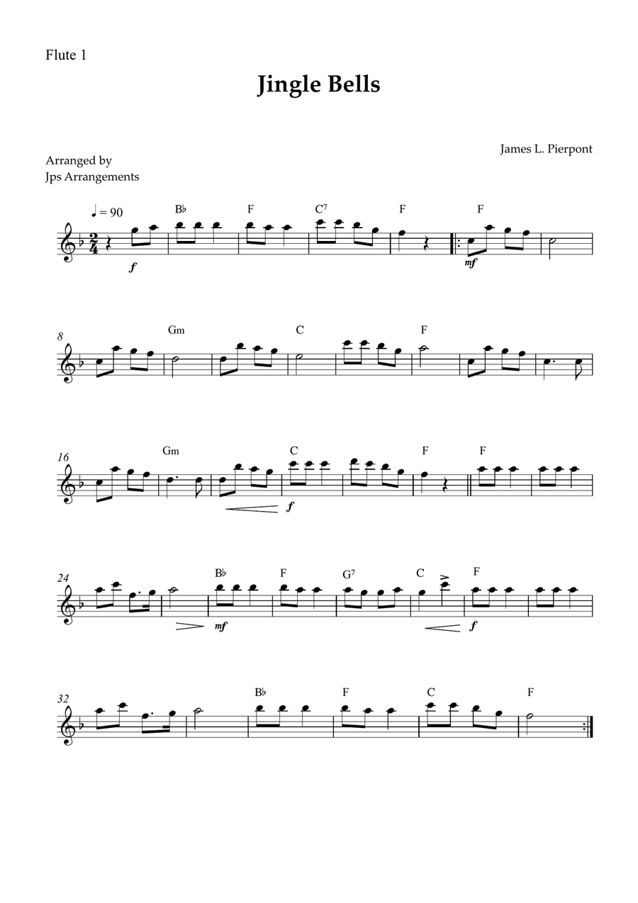 Jingle Bells for flute duet Flute Duet scores gallery preview page 2