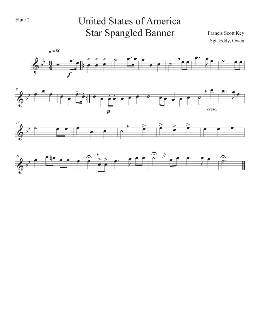 National Anthem National Anthem Flute Solo scores gallery preview page 3