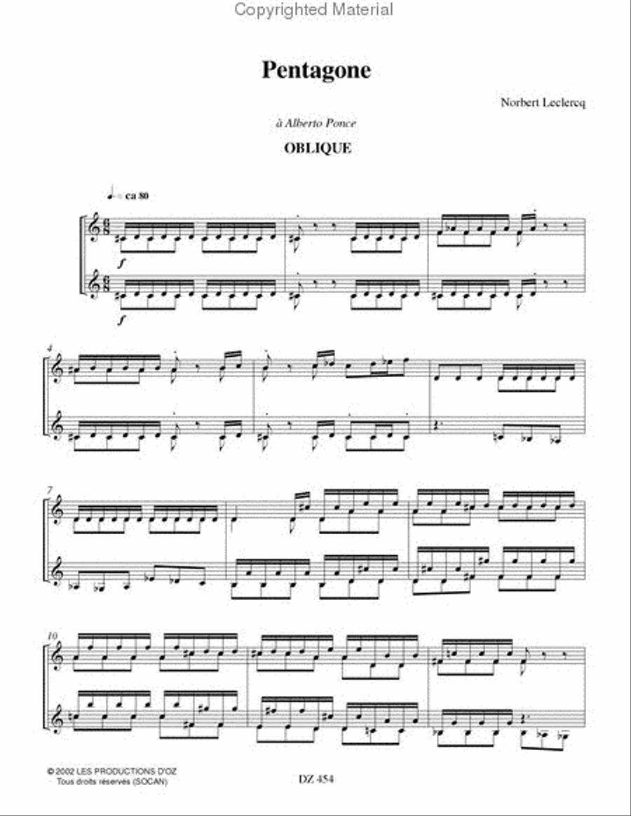 Pentagone - Oblique Classical Guitar scores gallery preview page 2