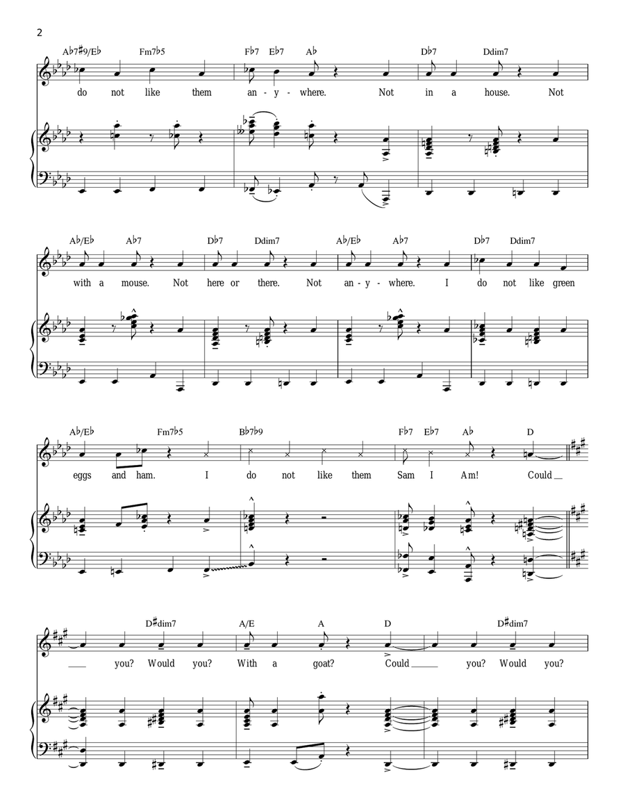 Green Eggs And Ham Green Eggs And Ham Piano, Vocal scores gallery preview page 2