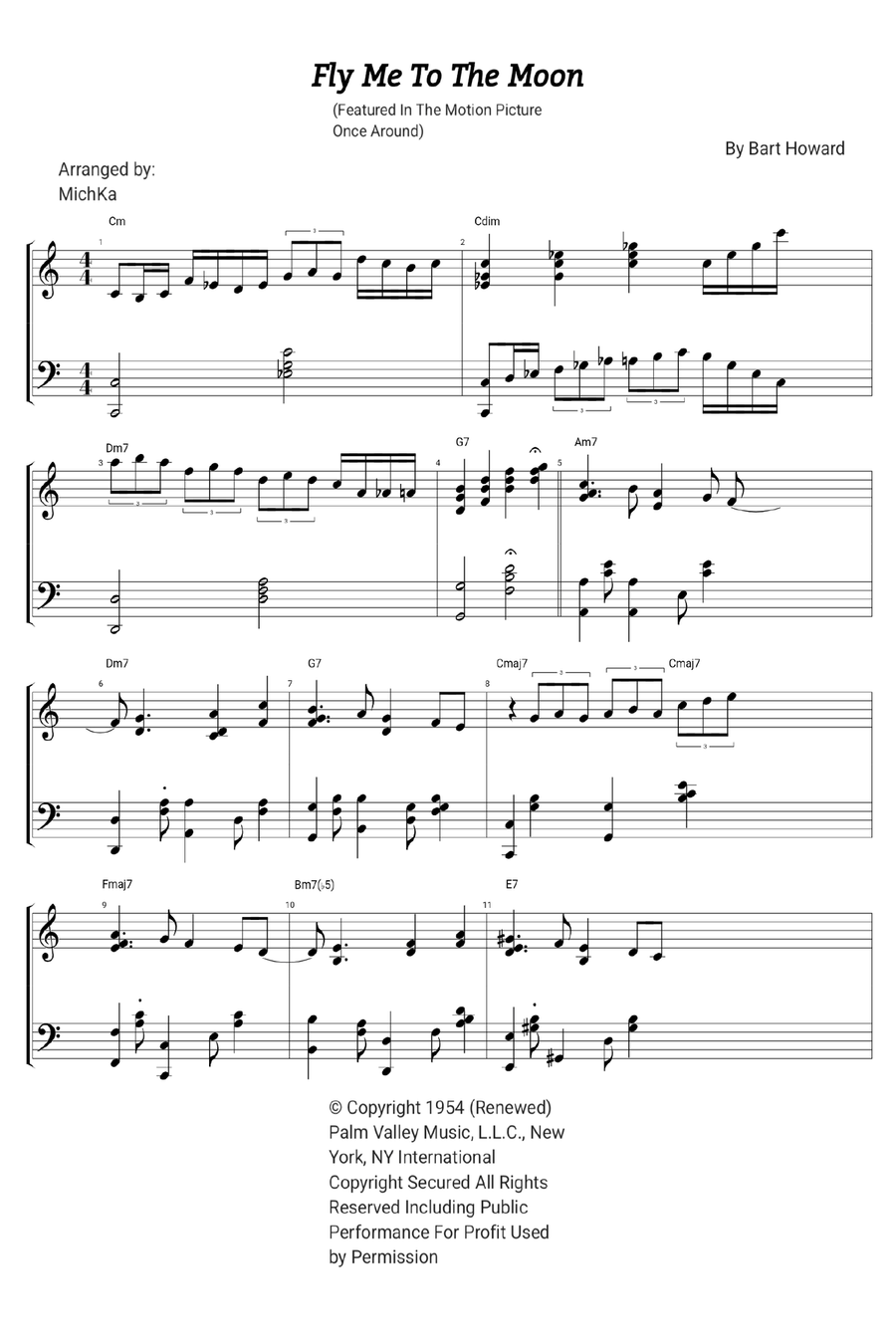 Fly Me To The Moon (In Other Words) Piano Solo scores gallery preview page 1